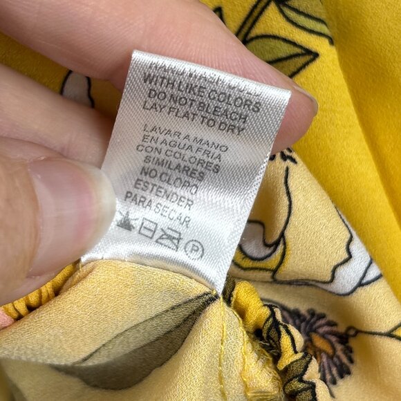 Heart + Hips Floral Crop Top‎ Women’s Medium Yellow Boho Blouse Puff Sleeves - Picture 11 of 15